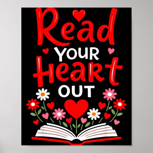 Read Your Heart Valentine Reading Book Girls Flowe Poster (Front)