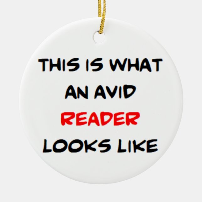 reader, avid ceramic ornament (Front)