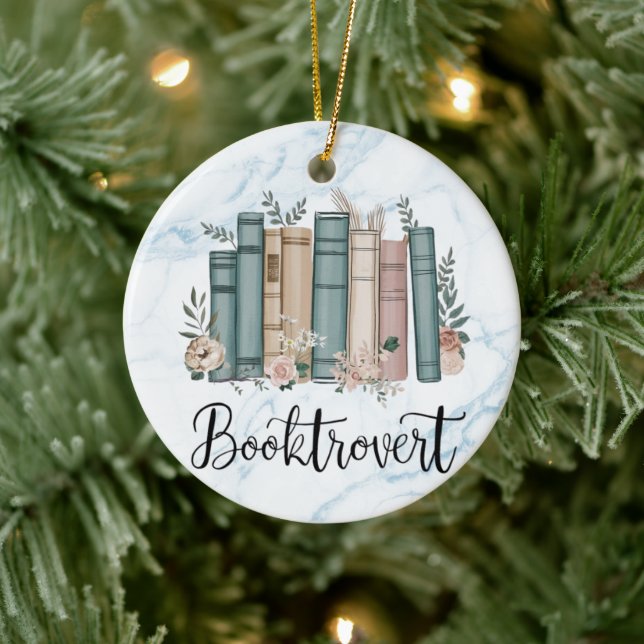 Reader, Bookworm, Booktrovert books lover, custom Ceramic Ornament (Tree)