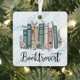 Reader, Bookworm, Booktrovert books lover, custom Metal Ornament