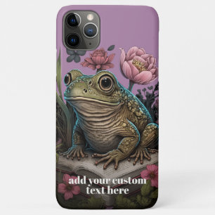 Reader Frog on Book Wildflower Cottagecore Custom iPhone 11 Pro Max Case