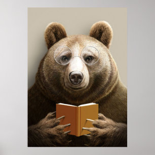 Reader Gift Bear Reading A Book Poster
