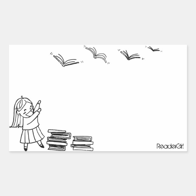 Reader Girl Sticker Bookplate (Front)