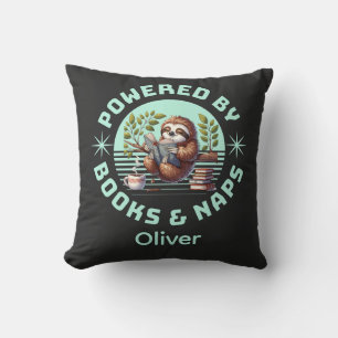 Reader Sloth. Unique Gift for Book Lover Throw Pillow