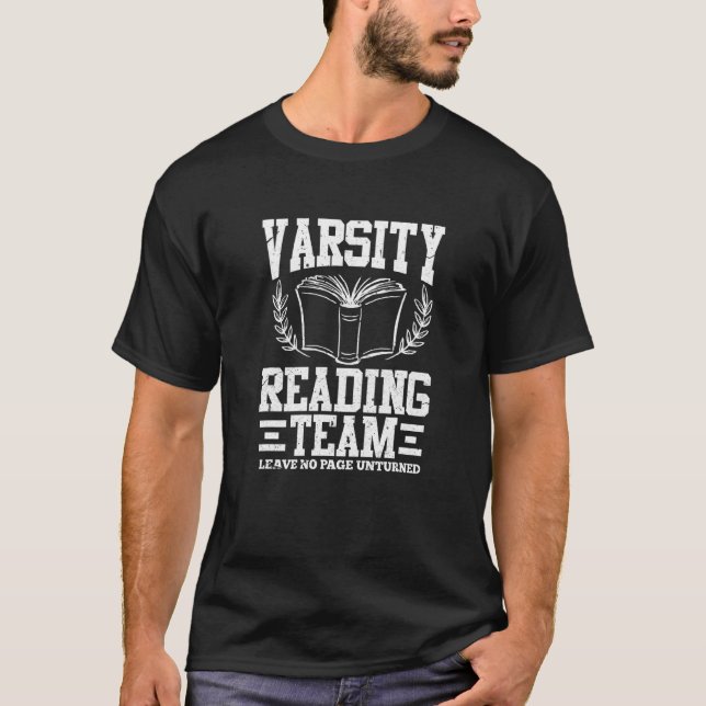 Reader Varsity Reading Team Leave No Page Unturned T-Shirt (Front)