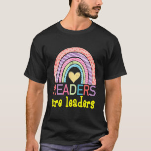 Readers Are Leaders Book   rainbow Reading Teacher T-Shirt