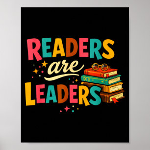 Readers are leaders fun motivational book lovers poster