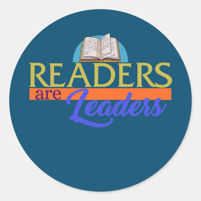 Readers Are Leaders Read Book Nerd Book Worm Classic Round Sticker (Front)