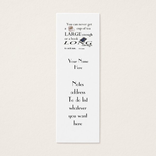 Reader's C.S.Lewis Quote Bookmark to Customize (Front)