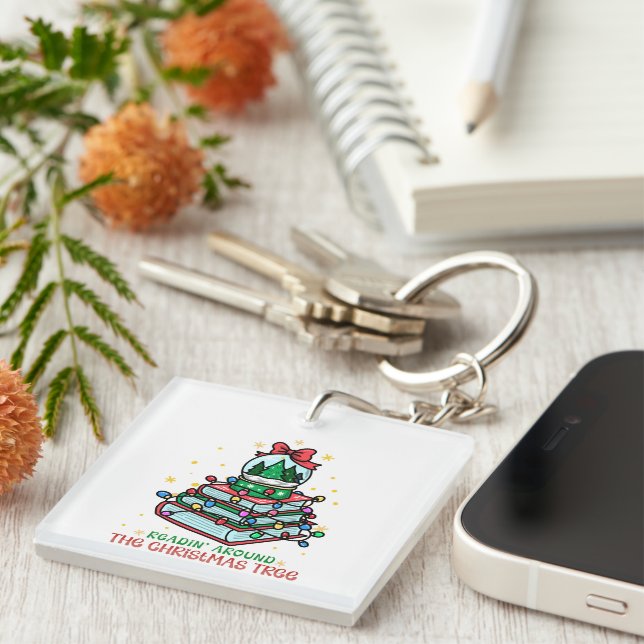 Readin’ Around the Christmas Tree Bookish Keychain (Front Right)