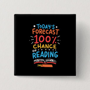 Reading - 100% Chance of Reading 2 Inch Square Button
