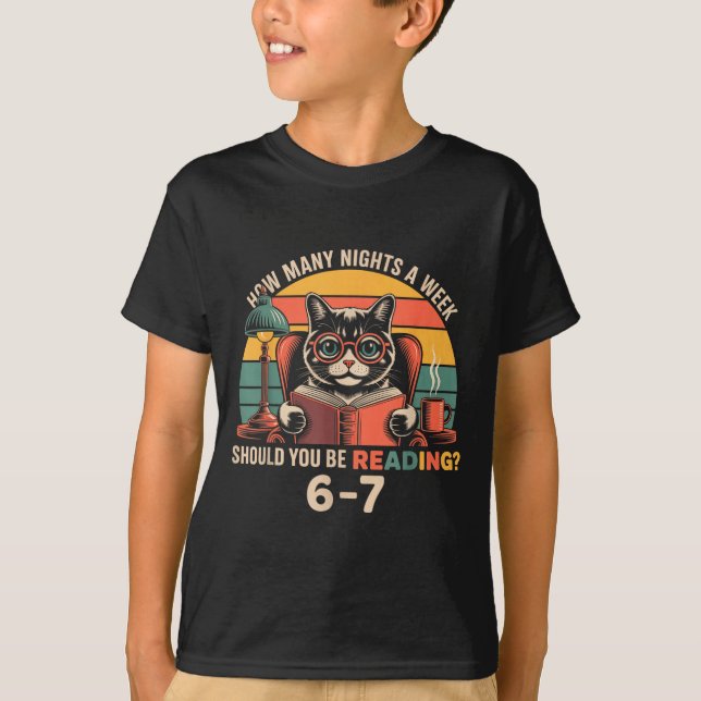 Reading 67 Meme Englieacher In Funny 67 Retro Cat  T-Shirt (Front)