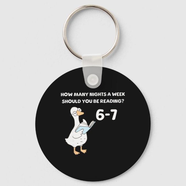 Reading 6-7 Funny Silly Goose Read Books Bookish B Keychain (Front)