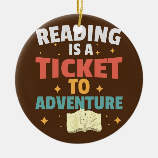 Reading Adventure Library Student Teacher Book Ceramic Ornament (Front)