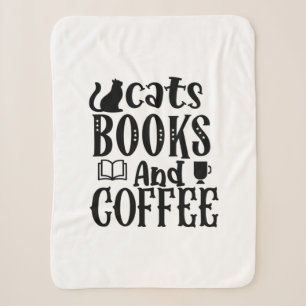 Reading Art Cats Books And Coffee Sherpa Blanket