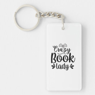 Reading Art Crazy Book Lady Keychain