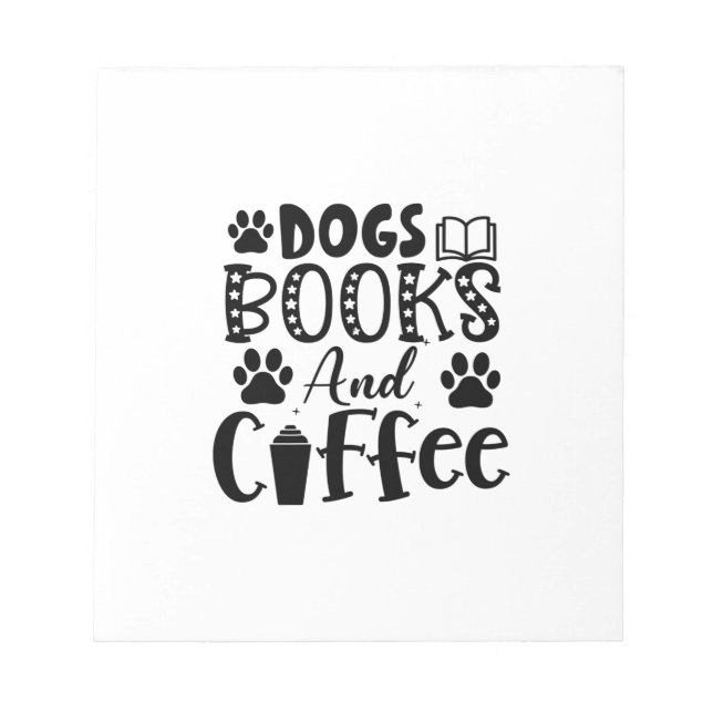 Reading Art Dogs Books And Coffee Notepad (Front)