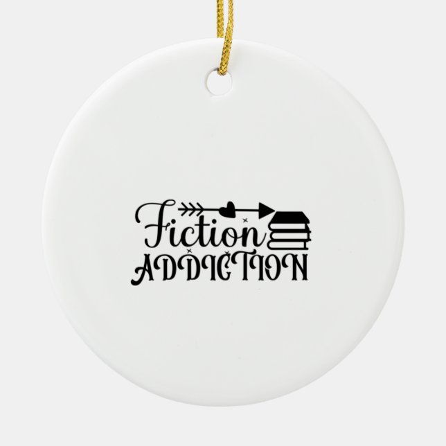 Reading Art Fiction Addiction Ceramic Ornament (Front)