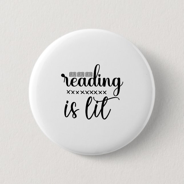 Reading Art Reading Is Lit 2 Inch Round Button (Front)