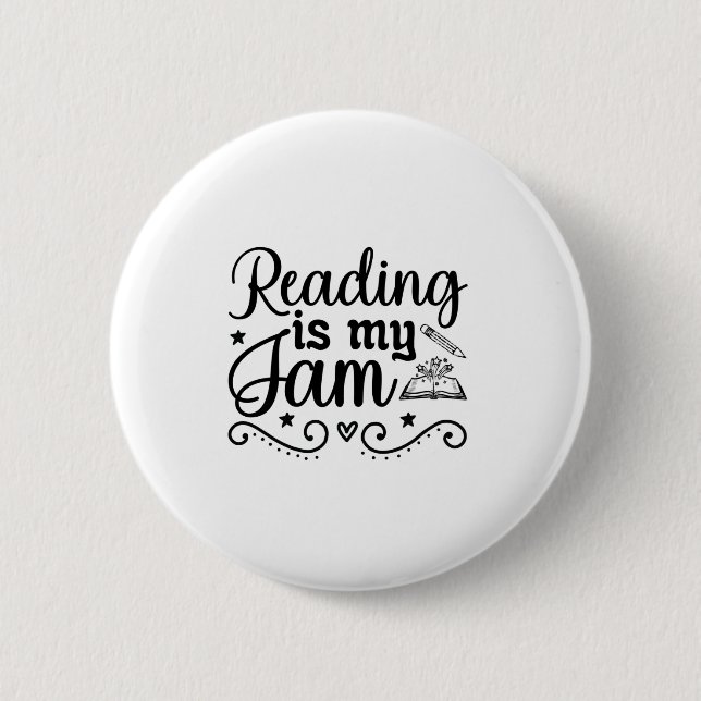 Reading Art Reading Is My Jam 2 Inch Round Button (Front)