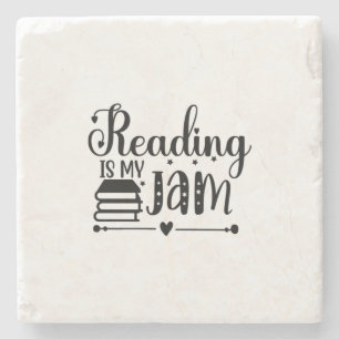 Reading Art Reading Is My Jam Stone Coaster