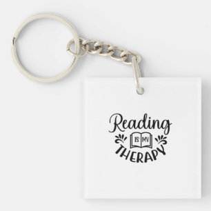 Reading Art Reading Is My Therapy Keychain