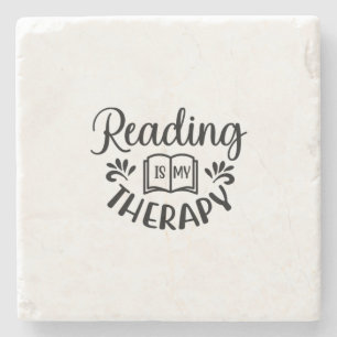 Reading Art Reading Is My Therapy Stone Coaster