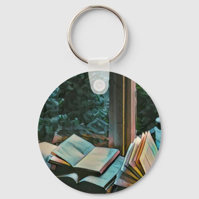 Reading artwork gift keychain (Front)