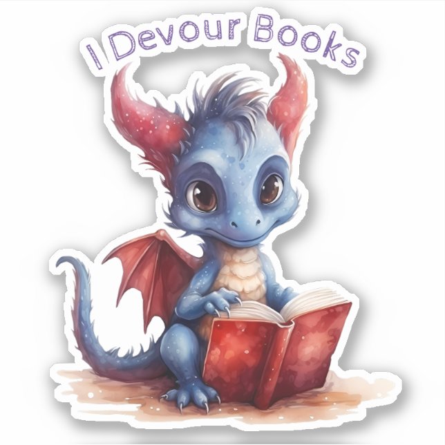 *~* Reading Baby Dragon AP88 I DEVOUR Books Cute (Front)