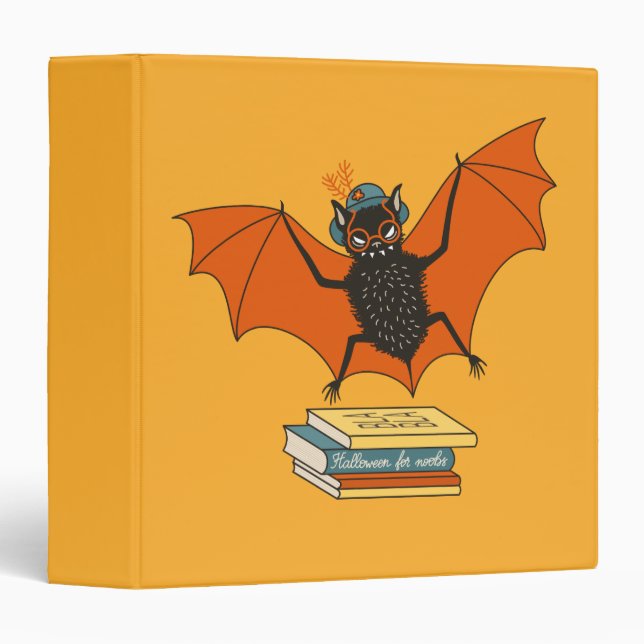 Reading Bat | Whimsical Librarian with Books Binder (Front/Spine)