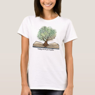 Reading book blooming tree personalized T-Shirt