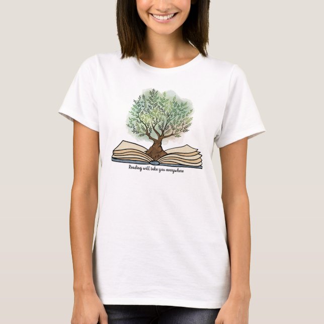 Reading book blooming tree personalized T-Shirt (Front)
