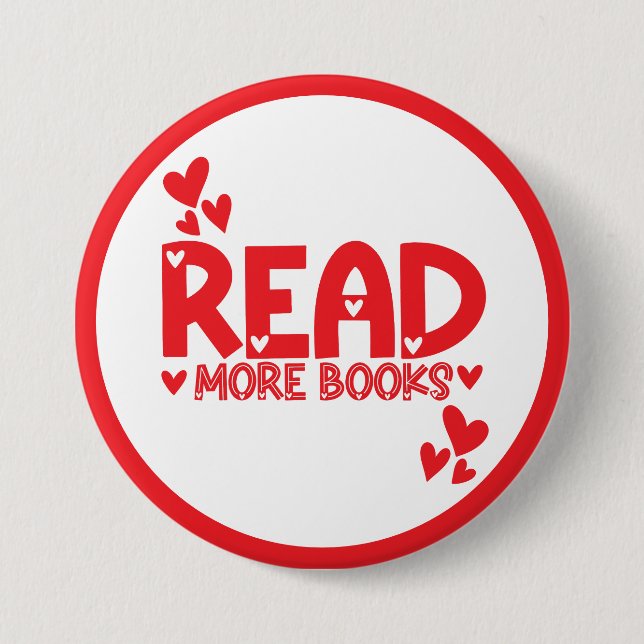 Reading Books Love  3 Inch Round Button (Front)