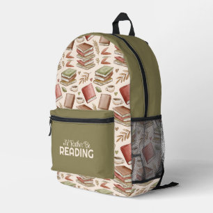 Reading Books Love Printed Backpack