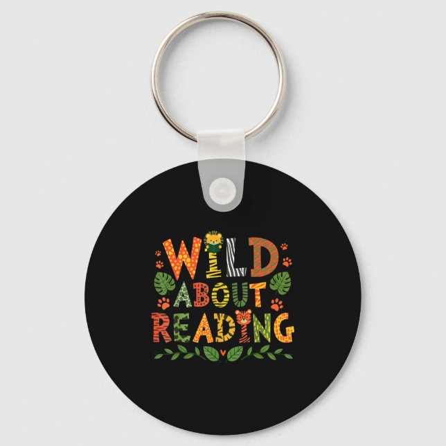 Reading books reader librarian wild animals leopar keychain (Front)
