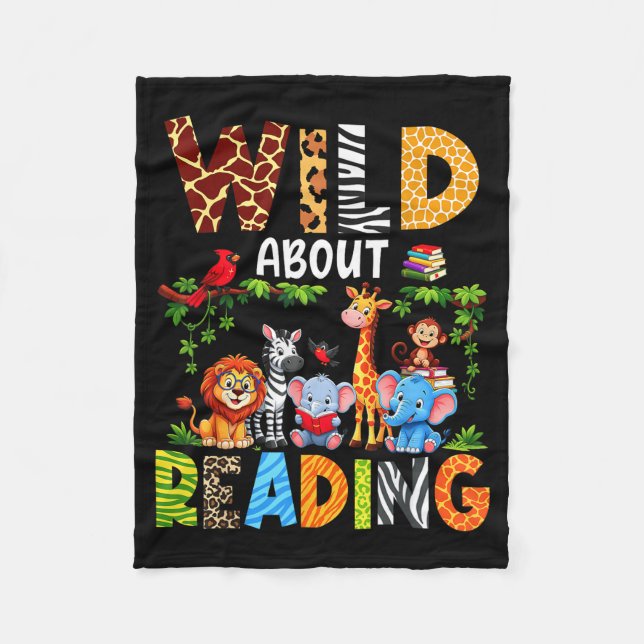 Reading books reader librarian wild animals lover fleece blanket (Front)