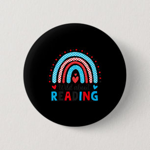 Reading books reader lover librarian teacher kids 2 inch round button