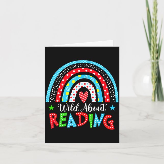 Reading books reader lover librarian teacher kids card (Front)