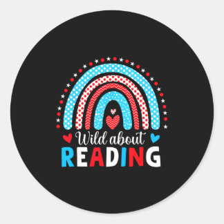 Reading books reader lover librarian teacher kids classic round sticker