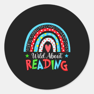 Reading books reader lover librarian teacher kids classic round sticker