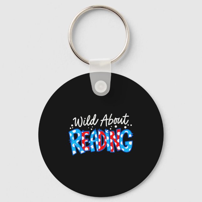 Reading books reader lover librarian teacher kids keychain (Front)