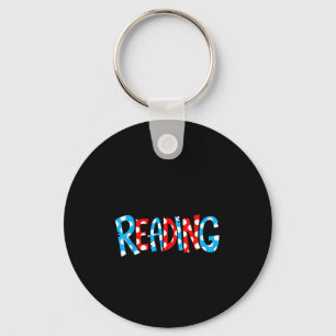 Reading books reader lover librarian teacher kids keychain