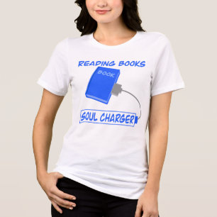 Reading Books Soul Charger – Cozy Book Lover Art Tri-Blend Shirt