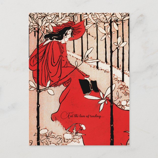 Reading bookworm vintage retro classical  postcard (Front)