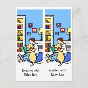 Reading Boy with a Yellow Labrador Bookmarks Roo Postcard