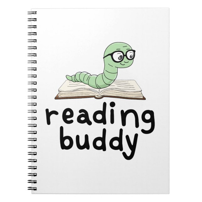 Reading Buddy Cute Bookworm With Book (Front)