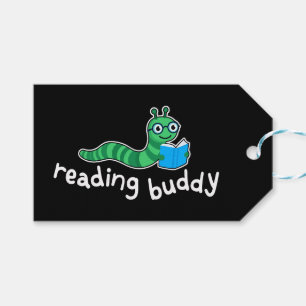 Reading buddy Cute bookworm with book Gift Tags