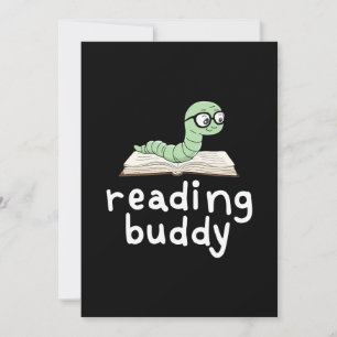 Reading Buddy Cute Bookworm with Book Invitation