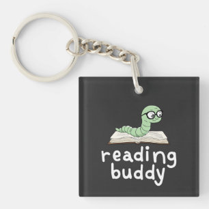 Reading Buddy Cute Bookworm with Book Keychain