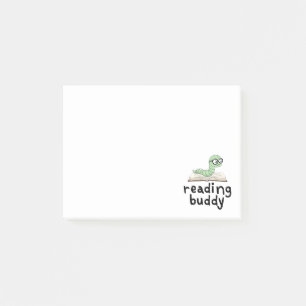 Reading Buddy Cute Bookworm With Book Post-it Notes